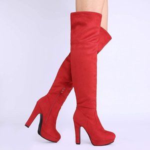 DREAM PAIRS Chunky Thigh High Over The Knee Heel